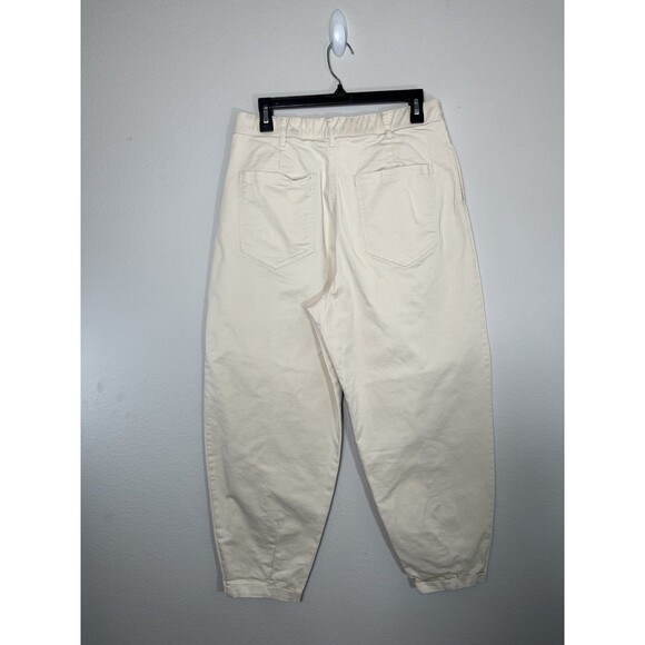 ZARA Women Asymmetric Belt Zipper Hi-Rise Balloon Pants SZ L Beige - Picture 2 of 12